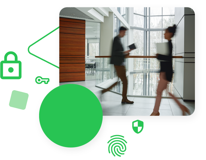 graphic with photo of people in an office.