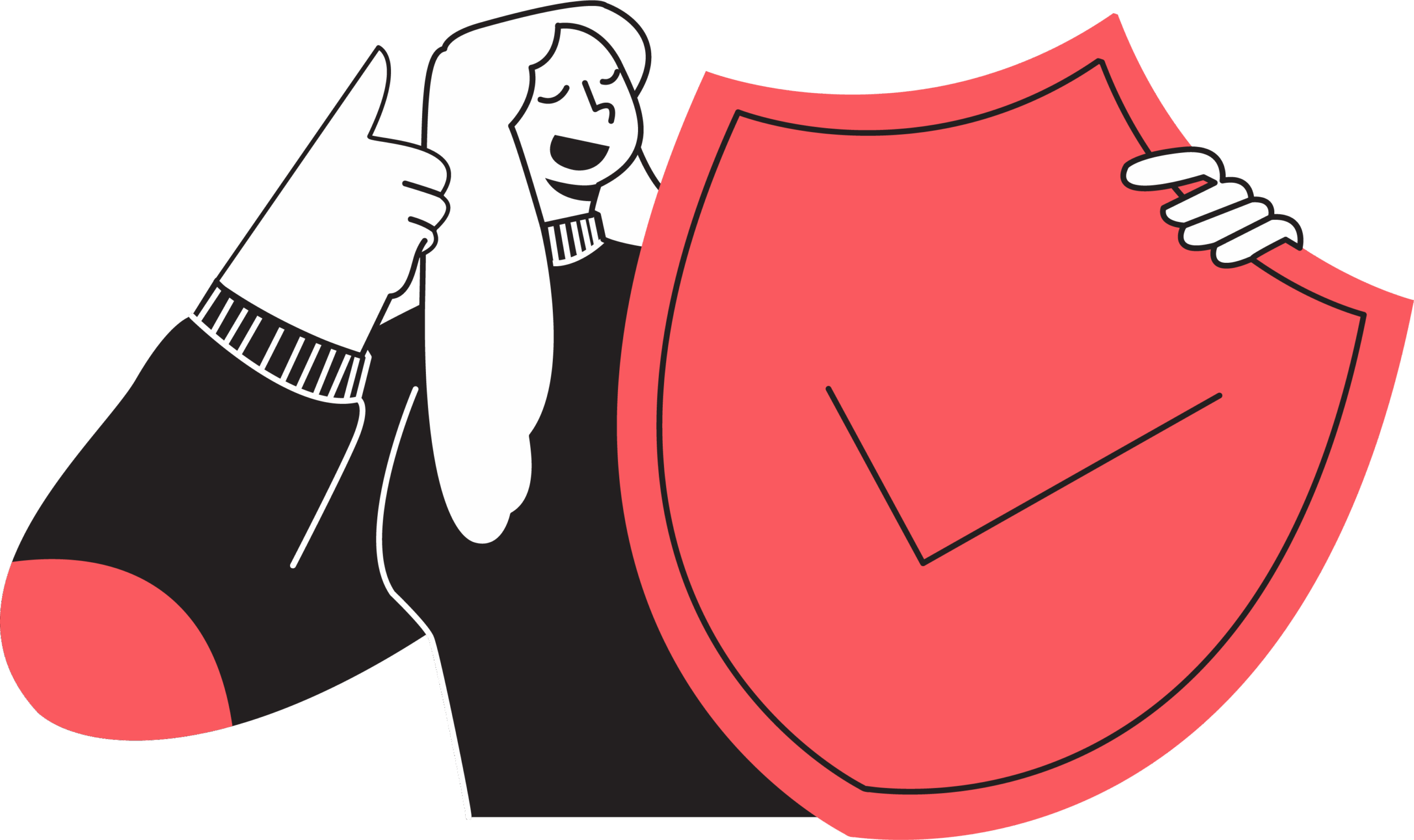 illustration of smiling woman with security badge